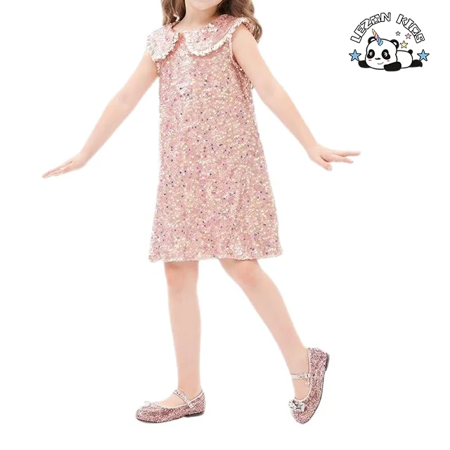 LEZONKIDS - Vestido de Lantejoulas Brilhantes de Alta Qualidade para Meninas, Vestidos de Princesa para Festa de Promoção para Crianças de 3 a 8 Anos